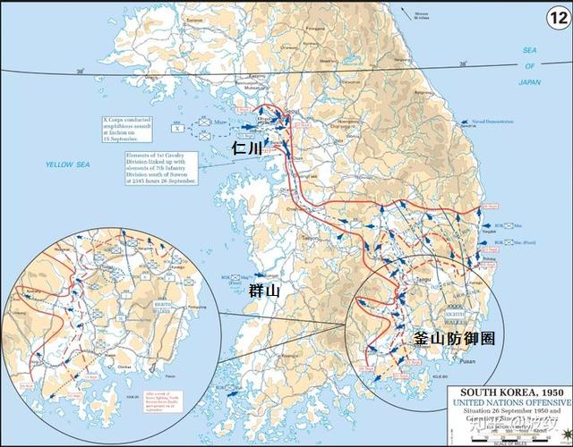 仁川,群山与釜山防御圈的地理位置