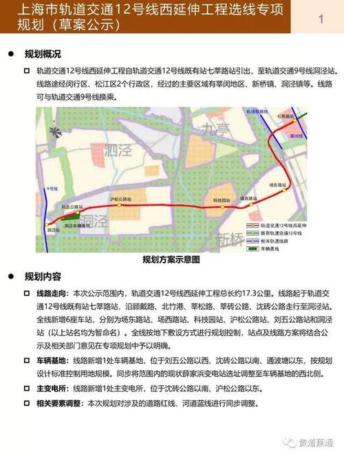 上海12号线西延伸选线专项规划草案开始公示