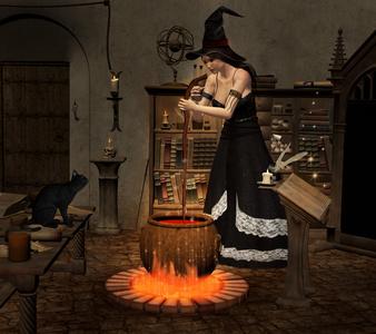 女巫煮药水图片