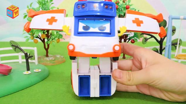 百变校巴:变形变脸系列歌德救护车玩具分享