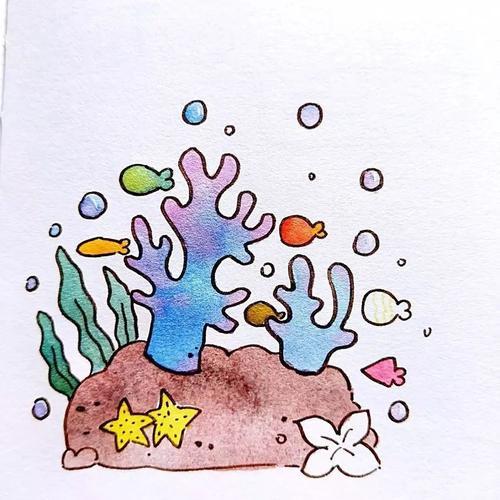 海底珊瑚简笔画彩色