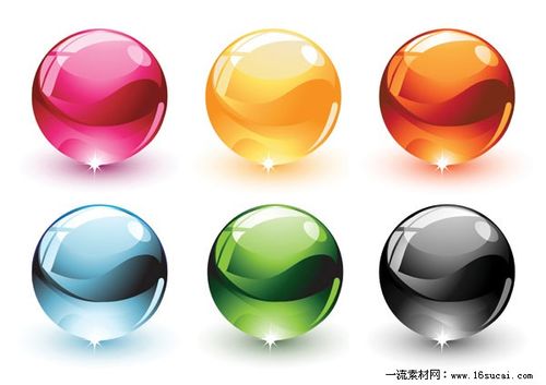 6颗彩色水晶球矢量图下载 - 素材中国16素材网