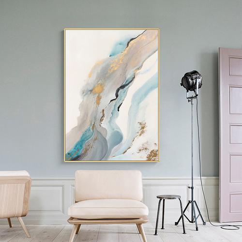 手绘抽象油画客厅现代简约抽象金箔流云美式北欧大幅巨幅装饰画