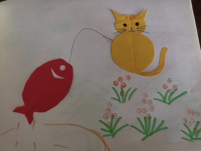 指尖上的智慧第十一期友好幼儿园中一班剪纸大图书小猫钓鱼可爱小猫咪