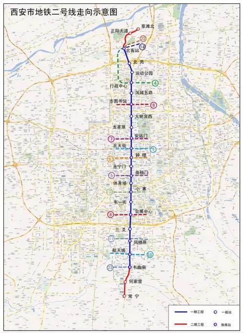 西安地铁2号线二期工程含南延段及北延段,南延段串联常宁新区,北延段
