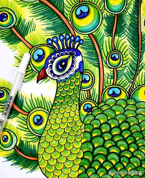 儿童画教程|动物世界儿童美术教案——美丽的绿孔雀