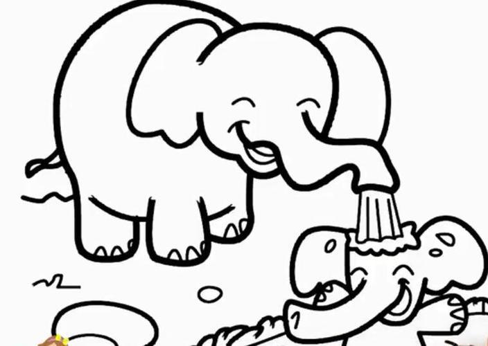 大象洗澡了简笔画喷水洗澡的大象幼儿简笔画关键词  大象可爱动物简笔