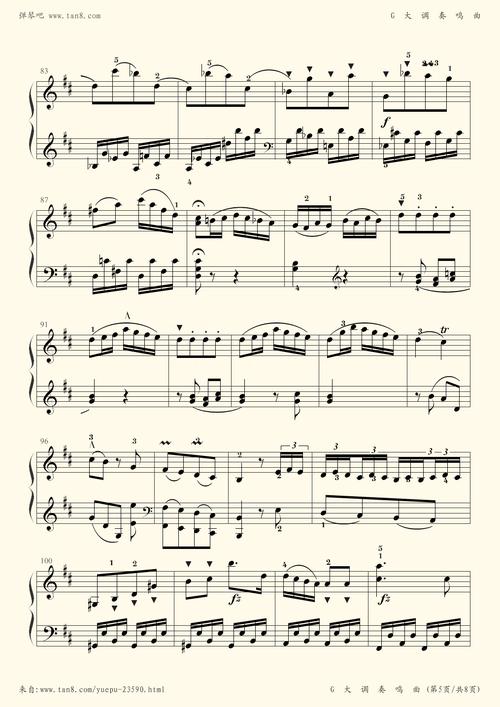 钢琴谱 - 第五级(大型乐曲)g大调奏鸣曲第一乐章