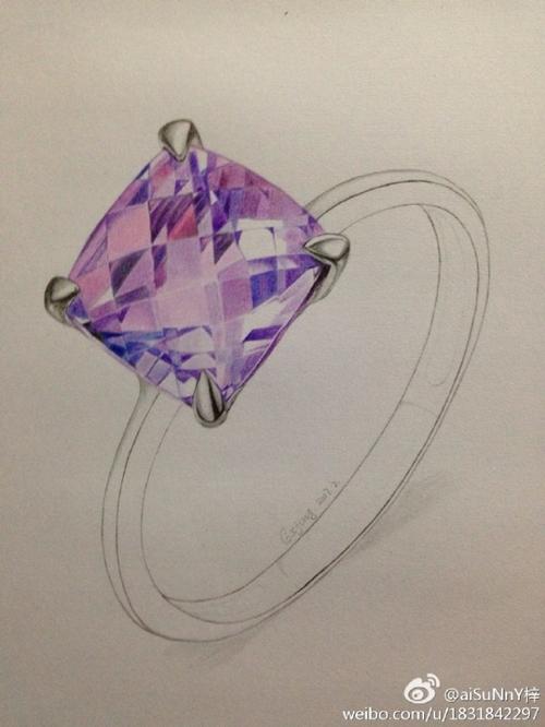 宝石戒指彩铅教程钻石戒指手绘教程图片蓝紫宝石戒指怎么画画法