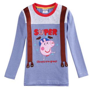 peppa pig佩佩猪童装 外贸原单出口童装 秋装新款男童长袖t恤