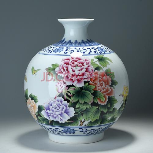 【景德镇瓷】国色天香陶瓷花瓶 摆件客厅工艺装饰品b-005
