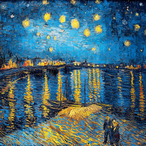 范er艺术空间 丝巾——罗纳河上的星空在19世纪以前油画注重写实无论