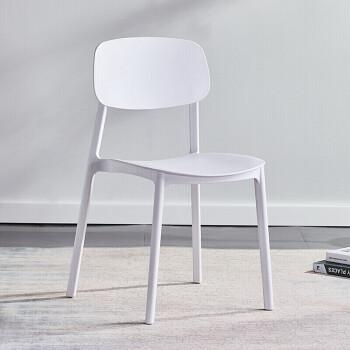 北欧餐椅家用塑料椅子现代简约牛角洽谈书桌椅凳子靠背化妆椅 白色