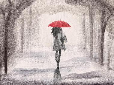 雨中打伞背影简笔画
