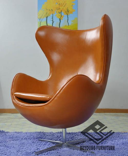 阿纳·雅各布森egg chair蛋形椅休闲椅鸡蛋椅橙色半皮