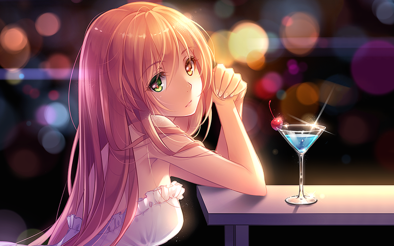 anime girls,drinking glass,壁纸,高清壁纸人物,长发,动漫,漫画,动漫