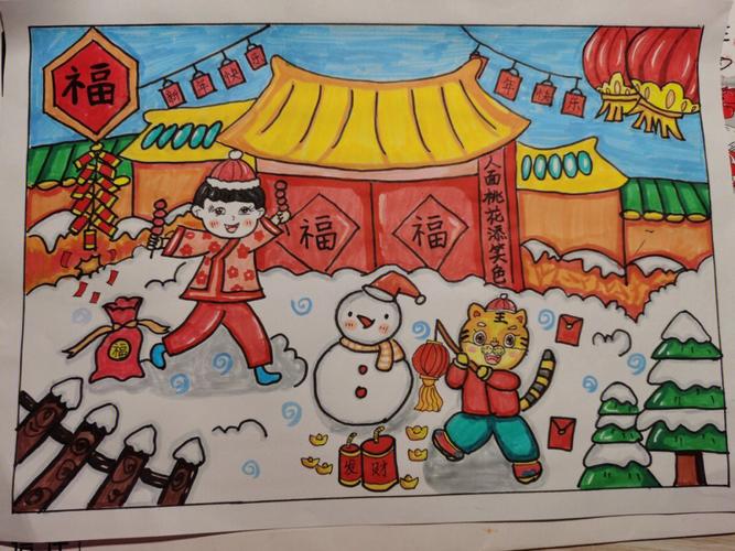 过年春节主题儿童绘画