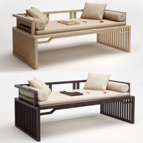 新中式罗汉床实木双人沙发榻现代中式沙发组合茶楼禅意家具定制