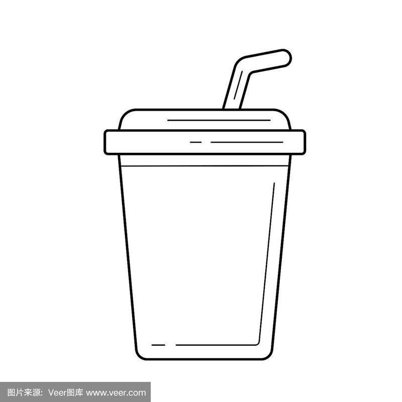 塑料杯汽水汽水矢量线图标