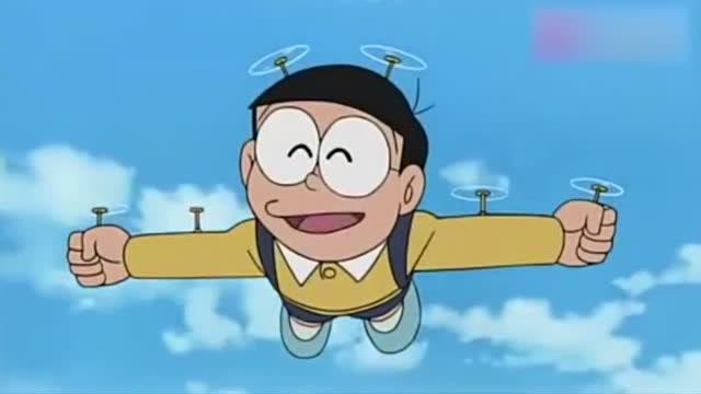 哆啦a梦:大雄为了上学也是拼了,6个竹蜻蜓够不够你飞?