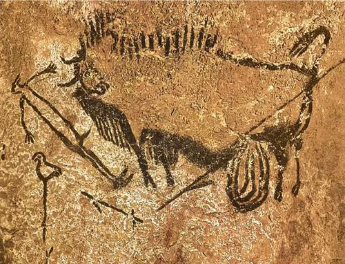 "牛,鸟,人",旧石器时代晚期,法国拉斯科洞窟