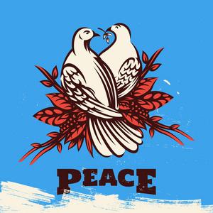 和平鸽与橄榄树枝.和平象征.和平标志模板, 世界和平标志照片