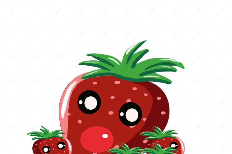 可爱卡通草莓动画装饰图【免抠元素png】-90设计网