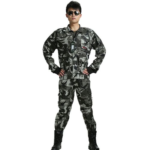 时尚101空降师迷彩服户外 休闲透气耐磨军装套装黑白灰特种兵作训服.