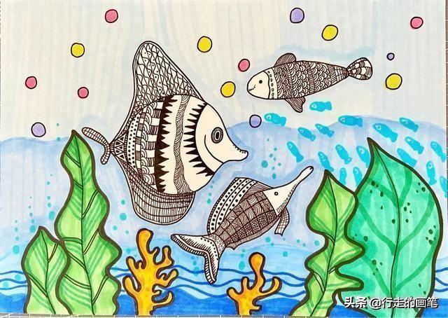 绘画工具:马克笔,铅笔,针管笔,绘画纸课程知识:海洋鱼类从两极到赤道