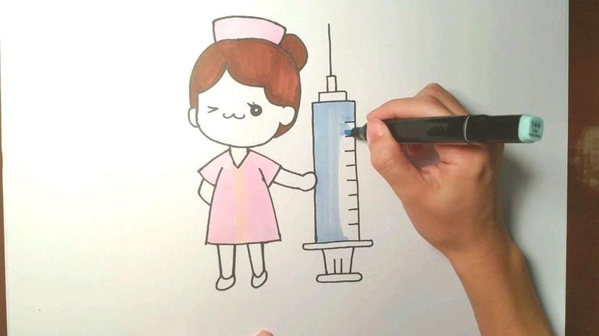 护士拿针简笔画