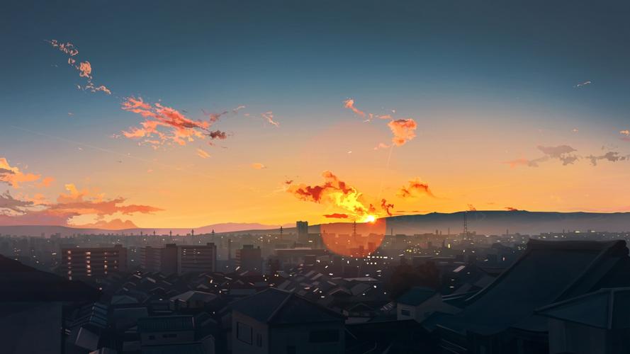 天空夕阳插画风景4k动漫壁纸3840x2160
