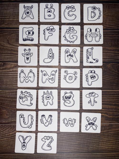 小怪兽26个字母汇总简笔画字母创意设计