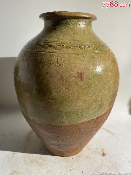 古玩陶器高古陶瓷唐代绿釉陶罐-绿陶-7788商城