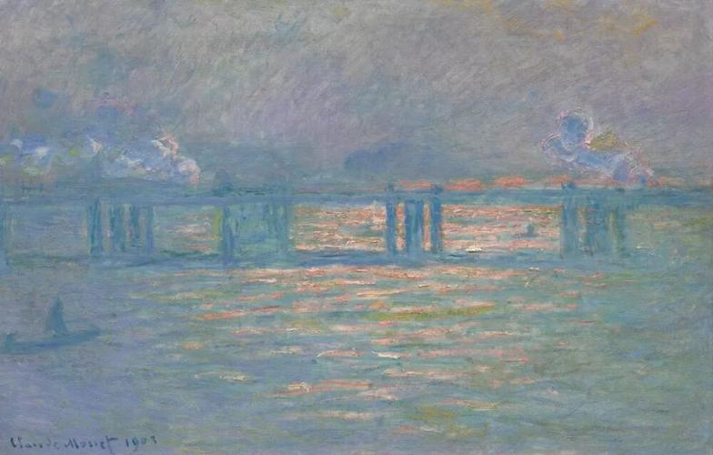 克劳德·莫奈《查令十字桥》,布面油画,65×100.3cm,1903年