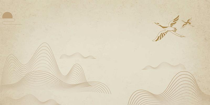 中国风山云混合风景线条山水宣纸背景展板中国风古风