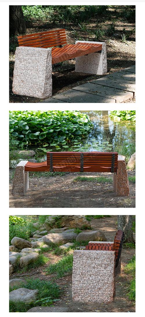 石材户外公园椅室外实木靠背长椅子景区石头坐凳成品景区休息座椅
