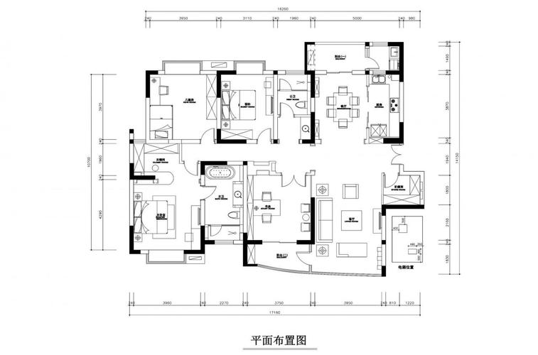 160平米欧式田园平层公寓装修施工图 效果图
