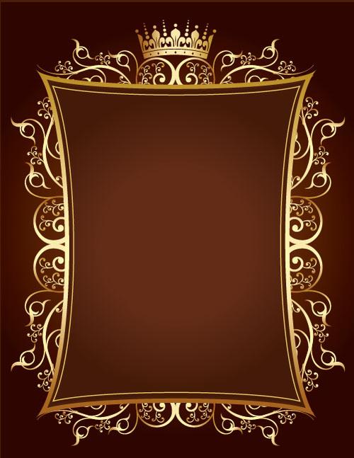 金色古典花纹的皇冠相框ps相框图片素材