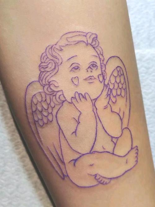 小天使_纹身图案手稿图片_纹身师【鱼雷】的纹身作品集