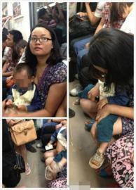 一女子地铁上给孩子把尿 未做处理淡定离开(图)