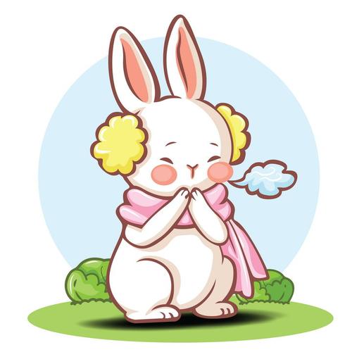 可爱卡通小兔子冬天戴耳罩怕冷哈气图片免抠矢量素材