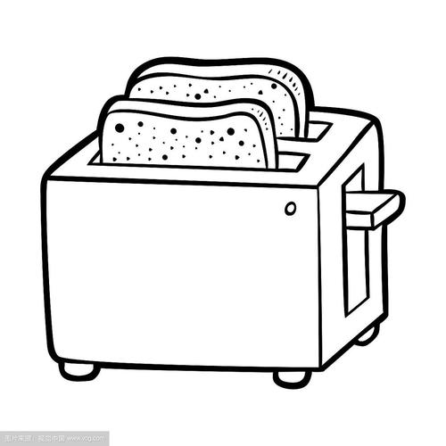 两片烤面包机.黑白卡通厨房用具