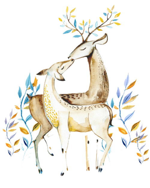 可下载创意水彩手绘鹿森林鹿角鹿头剪影麋鹿动物手绘小鹿创意鹿背景