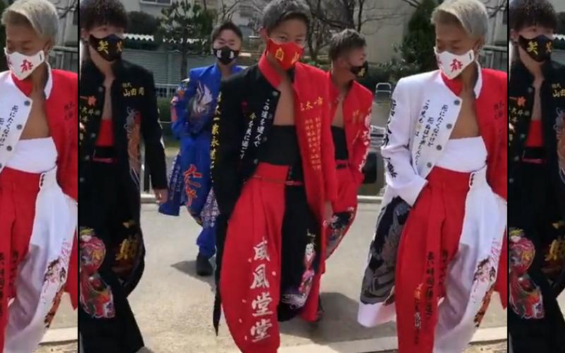 2019年日本参加某活动的中学生的不良少年打扮