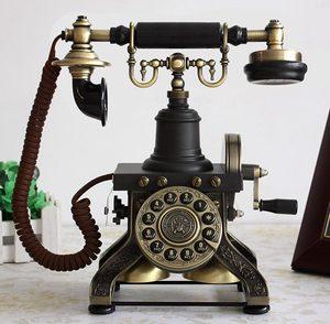 派拉蒙1892欧式仿古电话机老式手摇民国怀旧家用旋转盘复古座机