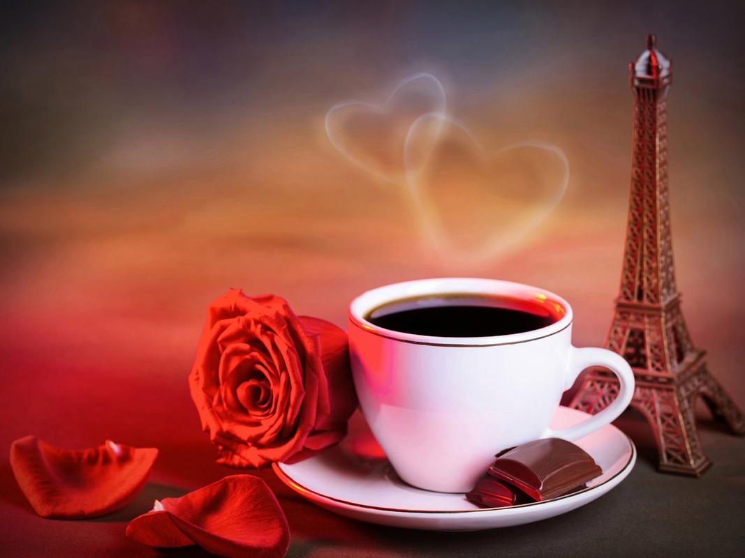 咖啡,埃菲尔铁塔,玫瑰,巧克力,浪漫铁塔,静物,eiffeltower日最新壁纸