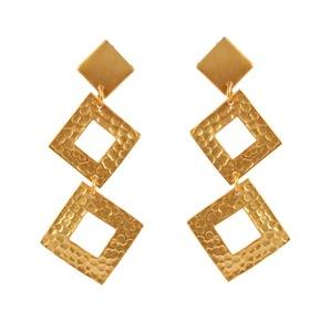 square shape brass earrings