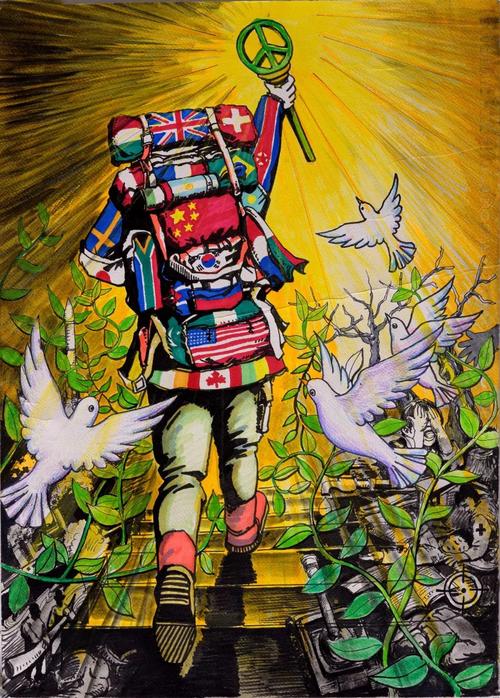 和平海报十美点睛和平之旅中国少儿再夺国际狮子会和平海报比赛全球总
