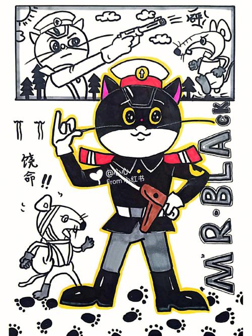 儿童画–黑猫警长有步骤有课件