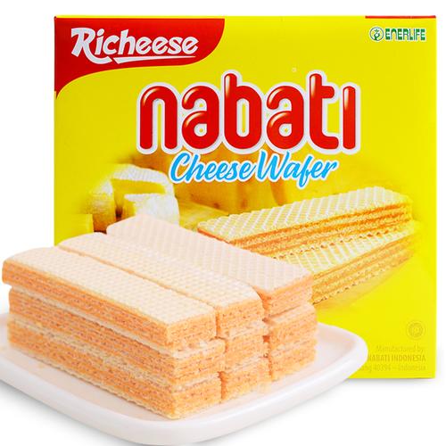 展示与对比:印尼进口richeese丽芝士纳宝帝奶酪味威化饼干nabati夹心
